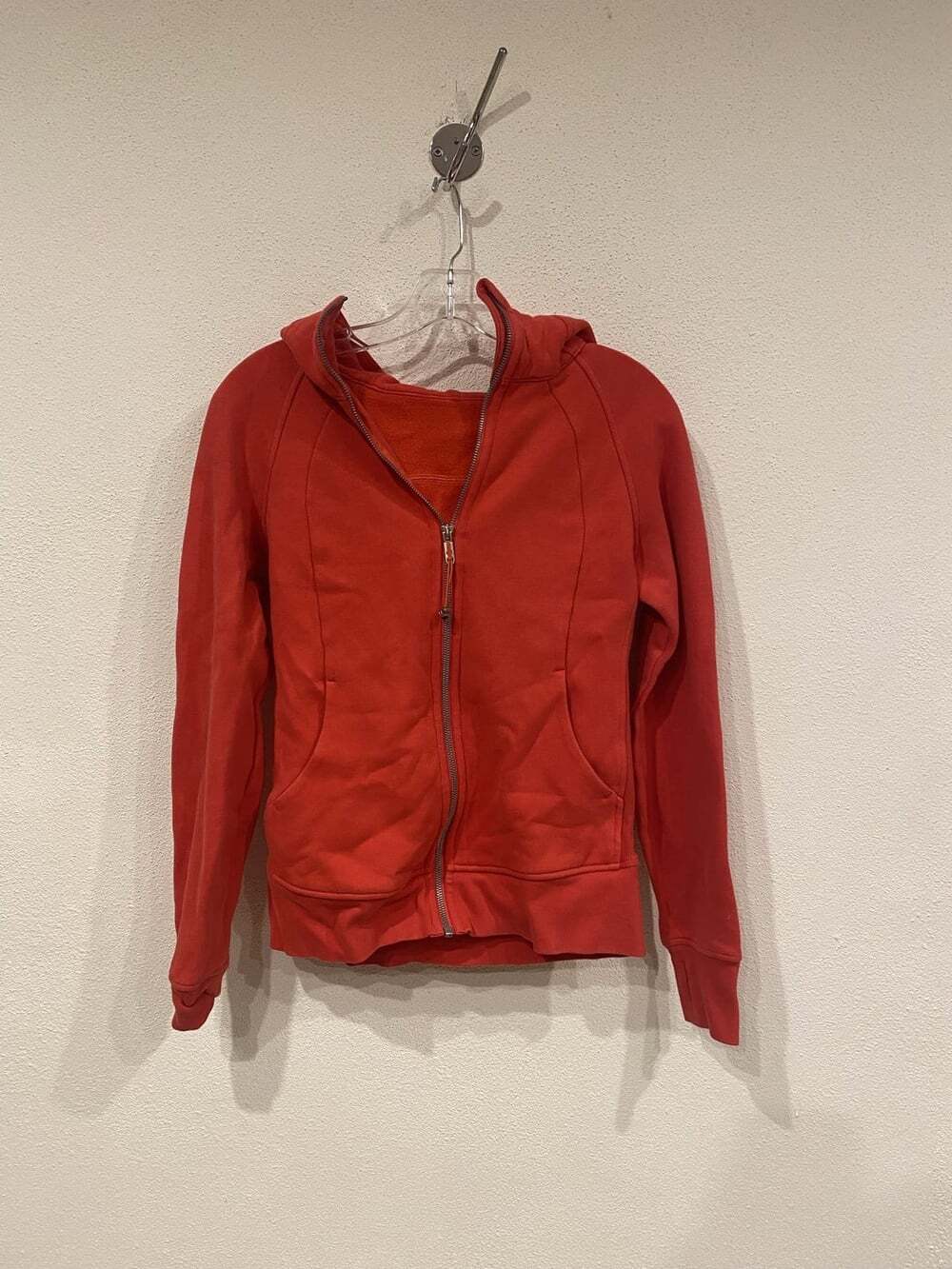 Lululemon Scuba Hoodie Womens 6 Red Full Zip Fleece Sweatshirt Logo Athletic